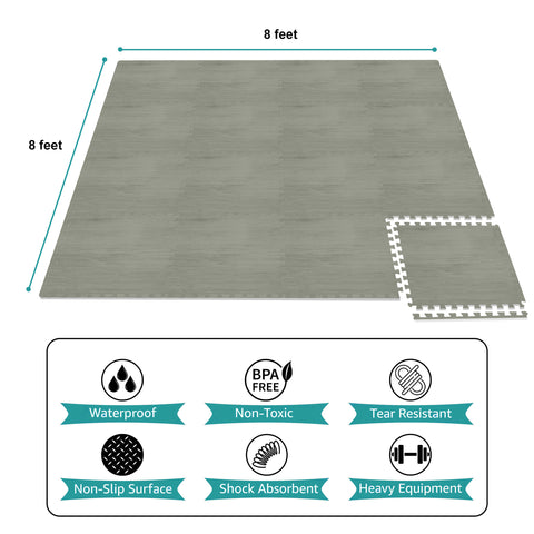 16 Tiles 64 Sq ft Wood Grain Foam Mats