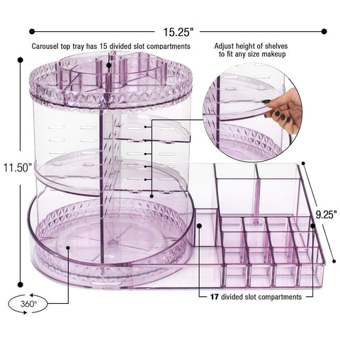 360Â° Makeup Organizer Carousel Tray Station