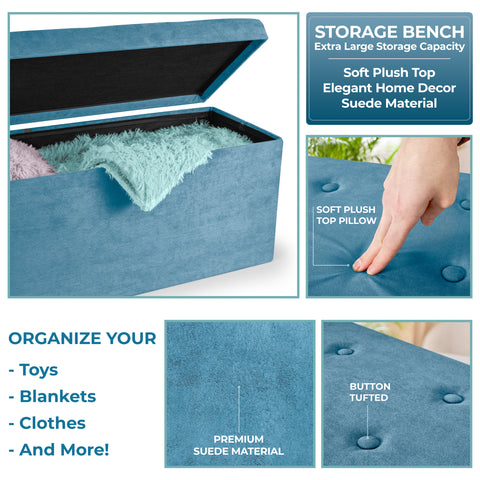 Faux Suede Storage Bench (Medium)