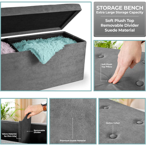 Faux Suede Storage Bench (Large)