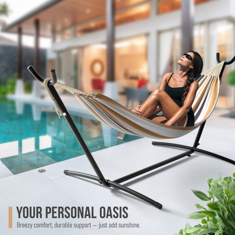 Double Hammock with Steel Stand
