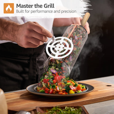 Stainless Steel Rolling Barbecue Grilling Basket - 2 Piece