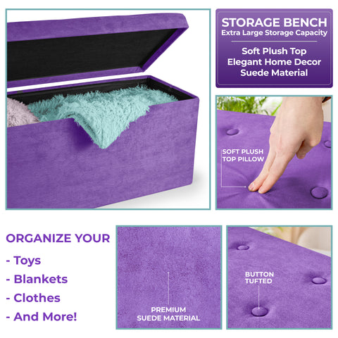 Faux Suede Storage Bench (Medium)