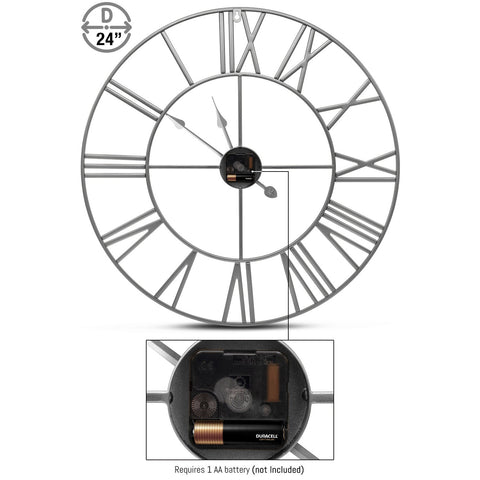 24" Oversized Wall Clock (Roman)
