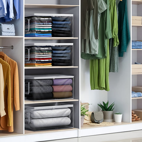 Foldable Large Plastic Bags with Zipper & Handles - Sorbus Home