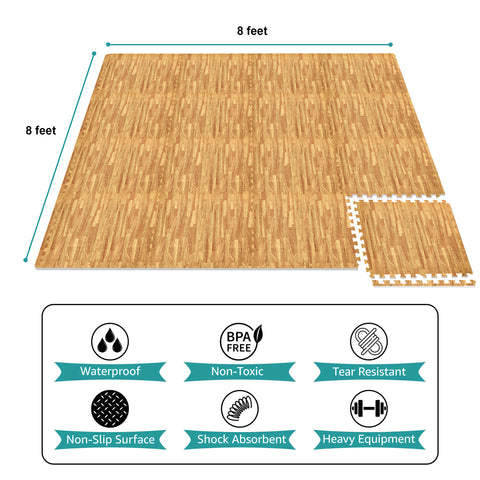 16 Tiles 64 Sq ft Wood Grain Foam Tiles