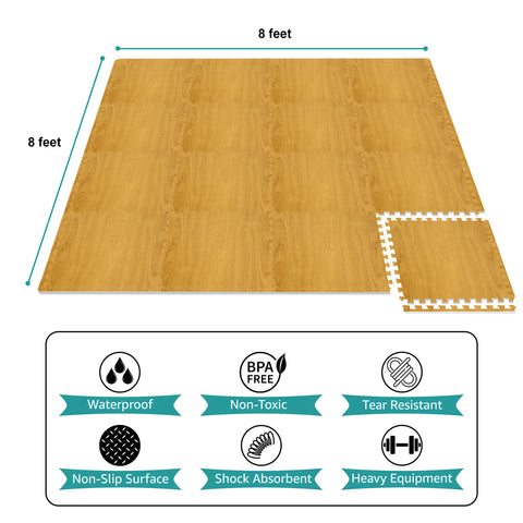 16 Tiles 64 Sq ft Wood Grain Foam Mats