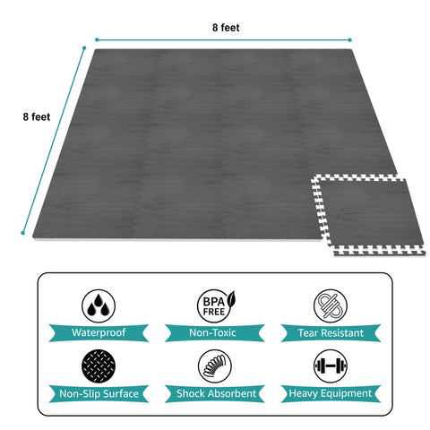 16 Tiles 64 Sq ft Wood Grain Foam Mats