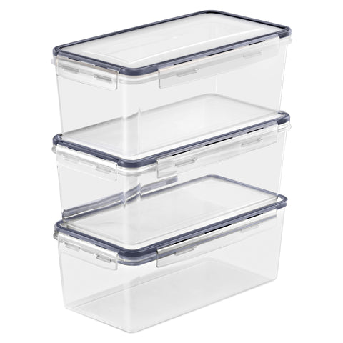 Long Rectangular Airtight Food Storage Containers with Lids (3 Pack)