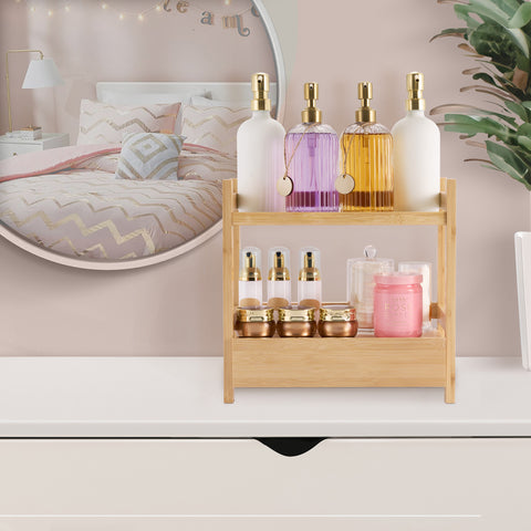 Bamboo Countertop Shelf with Drawer (2 Tier)