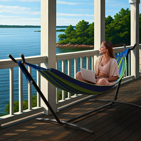 Double Hammock with Steel Stand