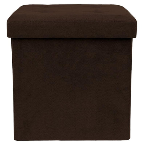 Faux Suede Storage Ottoman Cube