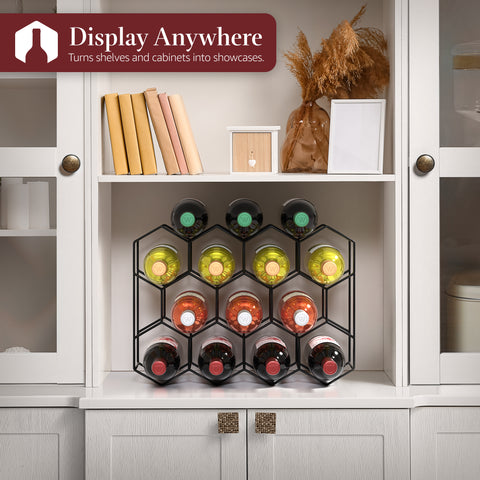 Stackable 14 Bottle Honeycomb Metal Wine Rack