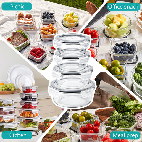 Glass Food Storage Airtight Containers with Lids (28 Pcs)