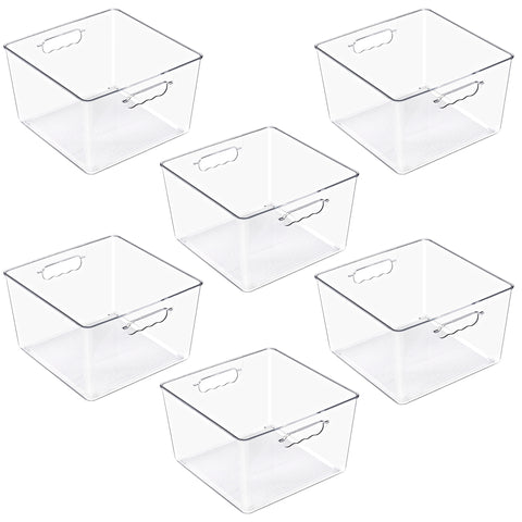 Clear Cube Storage Bins with Handles