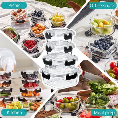 Glass Food Storage Airtight Containers with Lids (24 Pcs)