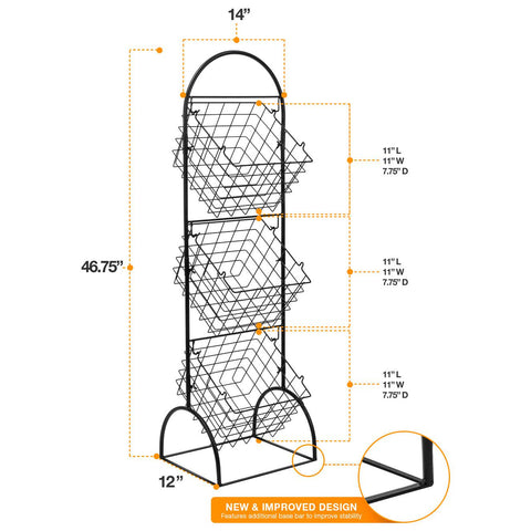 Adjustable Market Basket Stand (3 Tier)