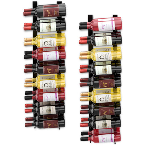18-Bottle, Double Row, Wall Mounted Wine Rack