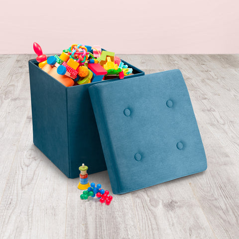 Faux Suede Storage Ottoman Cube