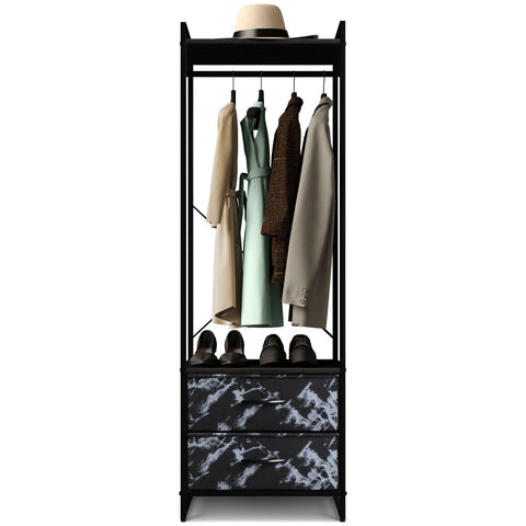 2 Drawer Tall Clothing Rack Storage