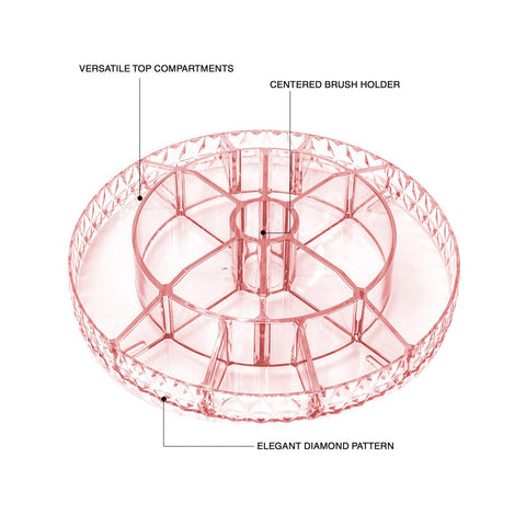 360Â° Makeup Organizer Carousel Tray Station