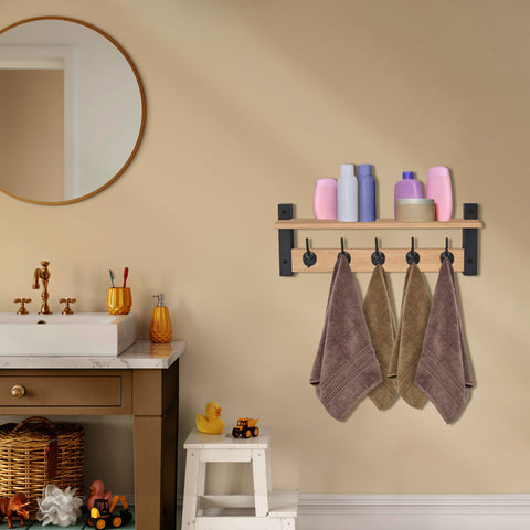 Coat Hooks Wall Mount Floating Shelf (Large & XL)