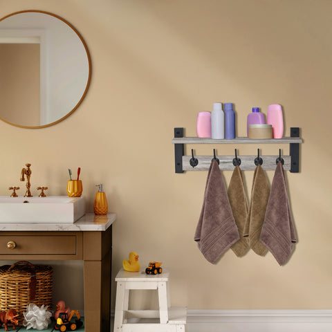 Coat Hooks Wall Mount Floating Shelf (Large & XL)