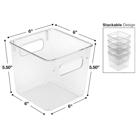 Clear Plastic Storage Bins with Handles (Small, 4-Pack)