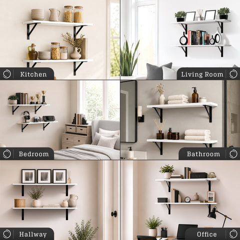 Wall Shelves with Metal Bracket (Set of 2)