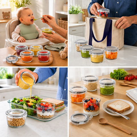 6-Pack Glass Meal Prep Containers with Lids