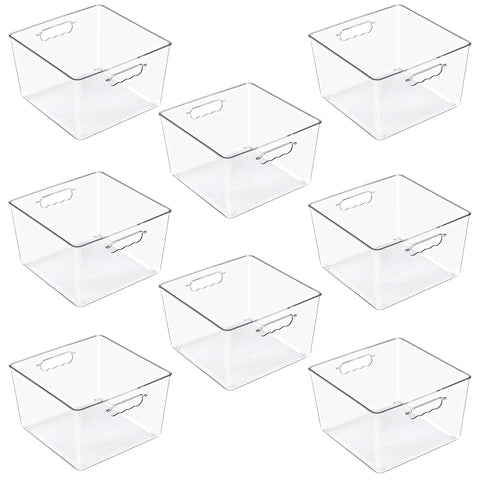 Clear Cube Storage Bins with Handles