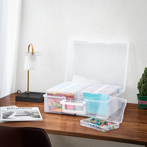 Clear Photograph Organizer Box with 16 Cases