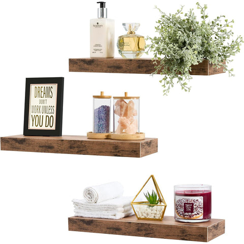 Rustic Rectangle Floating Shelves (3 Pack)