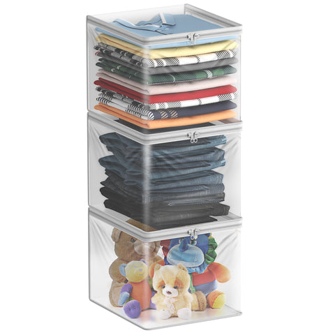 Clear Storage Cube with Zipper & Carry Handles - Sorbus Home