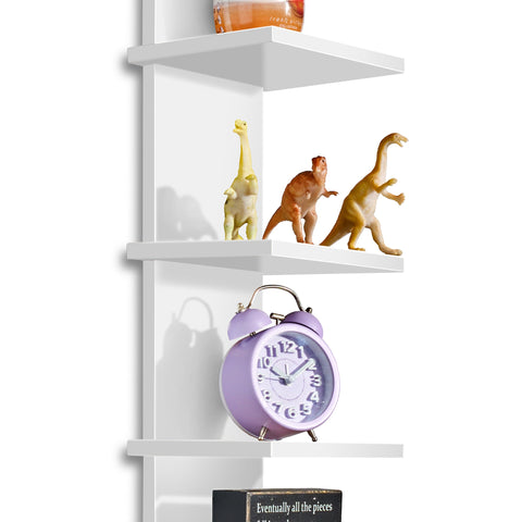 5 Tier Vertical Wall Shelf Unit with Hooks (Set of 2)