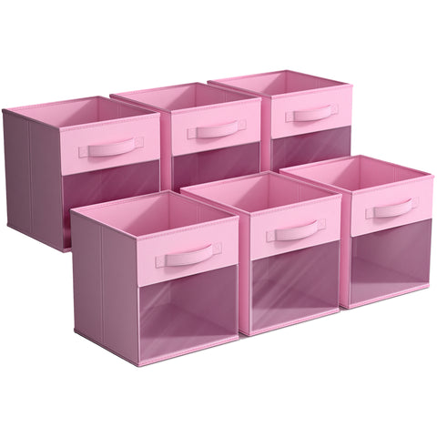 11" Cube Storage Bins with Window (6 Pack, Pastel Set)