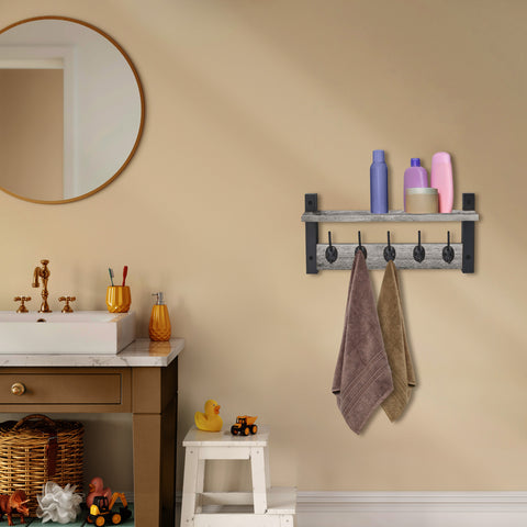 Coat Hooks Wall Mount Floating Shelf (Large & XL)