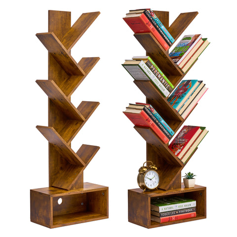 7 Tier Tree Bookshelf with Storage