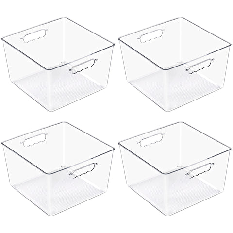 Clear Cube Storage Bins with Handles