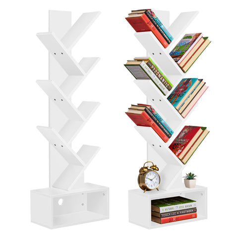 7 Tier Tree Bookshelf with Storage