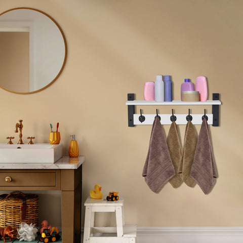 Coat Hooks Wall Mount Floating Shelf (Large & XL)