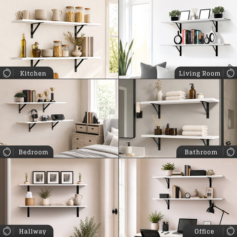 Wall Shelves with Metal Bracket (Set of 2)