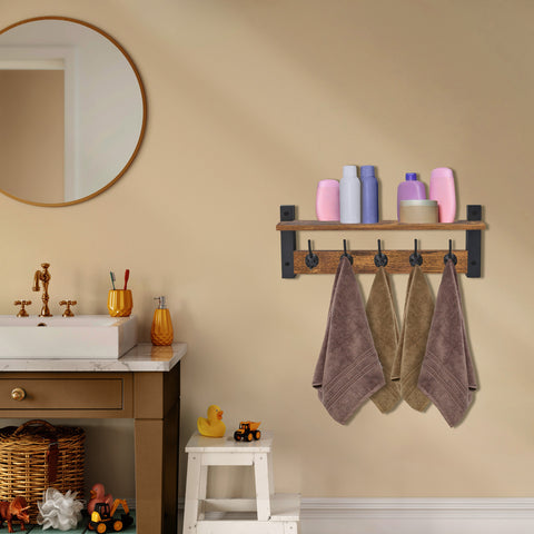 Coat Hooks Wall Mount Floating Shelf (Large & XL)
