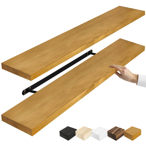 Solid Wood Floating Shelves (35”, Set of 2)