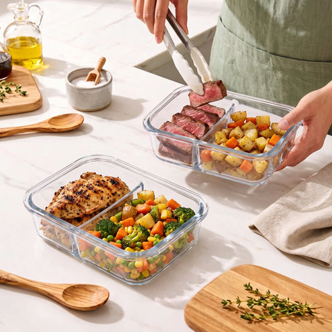 5-Pack 2-Compartment Food Storage Containers with Lids