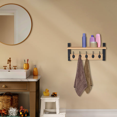 Coat Hooks Wall Mount Floating Shelf (Large & XL)
