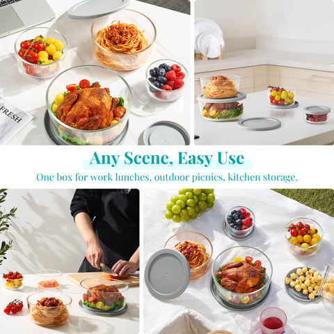 4 Pack Glass Meal Prep with Lids