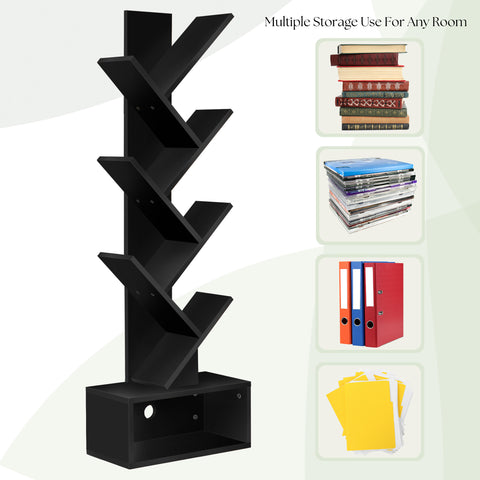 7 Tier Tree Bookshelf with Storage