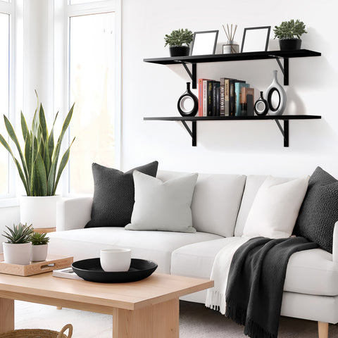 Wall Shelves with Metal Bracket (Set of 2)