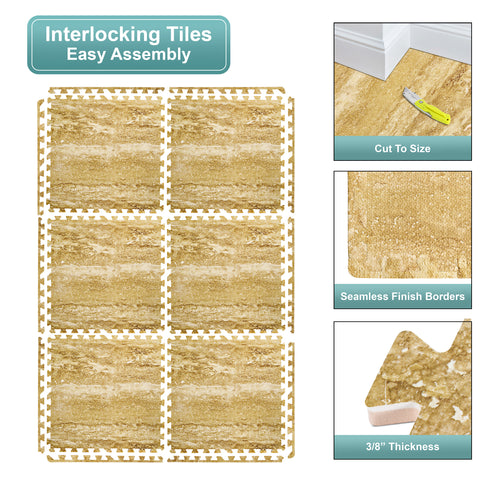 16 Tiles 64 Sq ft Wood Grain Foam Mats